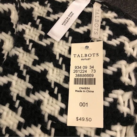 Talbots NWT black and white knit scarf with stylish design. From Talbots outlet - Picture 5 of 7